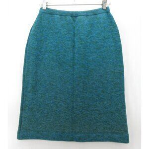 VINTAGE Goldworm Skirt 16 Teal Wool Knit Pencil 60s 70s Italy *